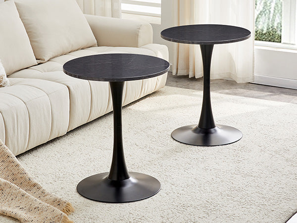 Small Round Dining Table - Black+Gery MDF for Dining Room