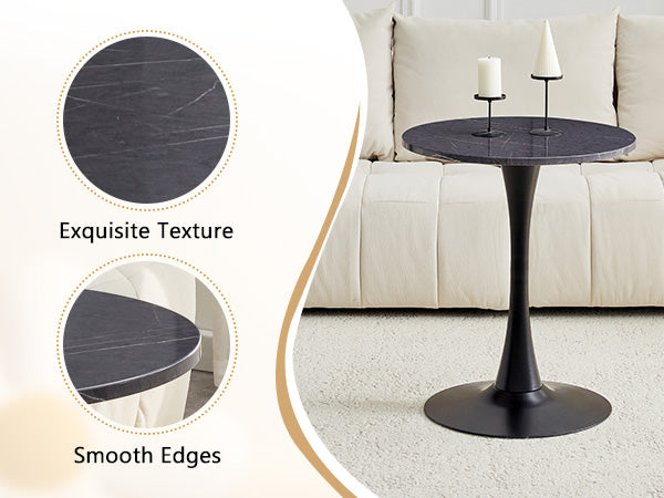 Small Round Dining Table - Black+Gery MDF for Dining Room