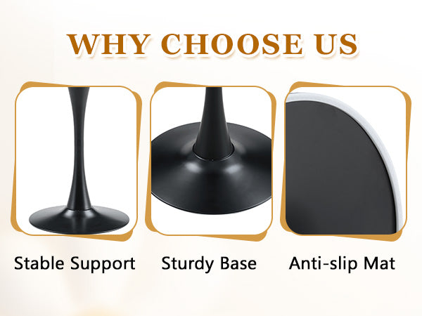 Small Round Dining Table - Black+Gery MDF for Dining Room