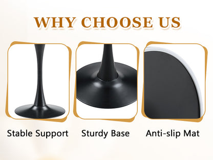 Small Round Dining Table - Black+Gery MDF for Dining Room