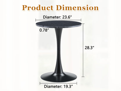 Small Round Dining Table - Black+Gery MDF for Dining Room