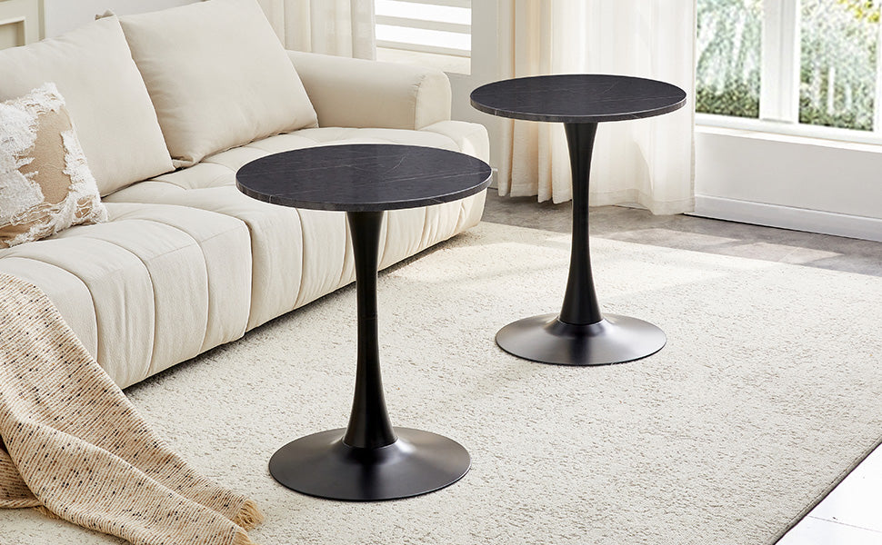 Small Round Dining Table - Black+Gery MDF for Dining Room