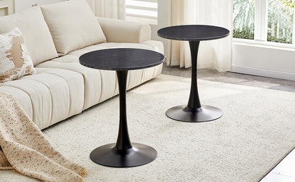 Small Round Dining Table - Black+Gery MDF for Dining Room