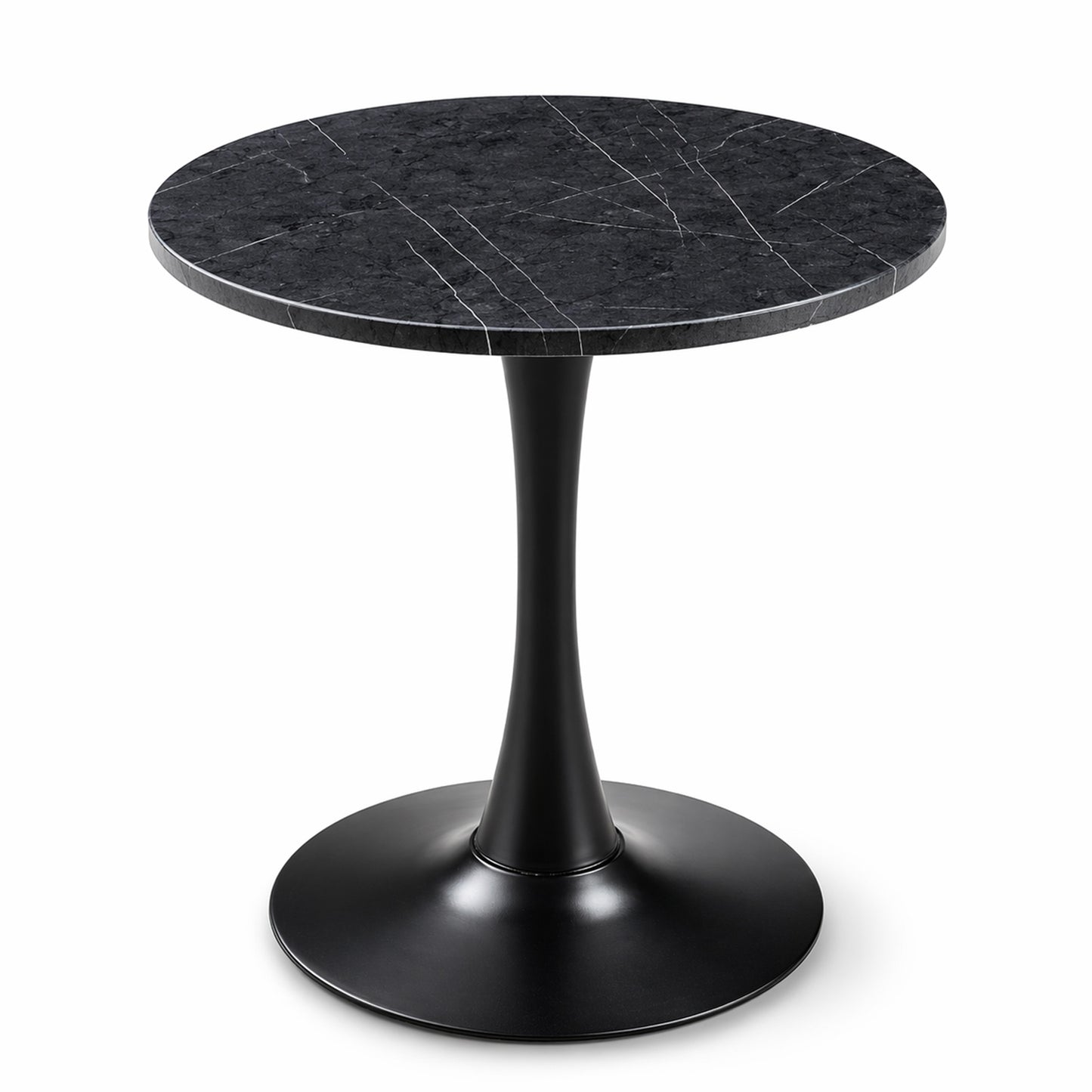 Round Dining Table, 23.6" Circle Tulip Table with Thickened Tabletop & Metal Pedestal, Mid Century Modern Bistro Table for Kitchen, Small Places, Living Room, Cafe (Faux Marble)