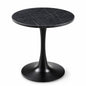 Round Dining Table, 23.6" Circle Tulip Table with Thickened Tabletop & Metal Pedestal, Mid Century Modern Bistro Table for Kitchen, Small Places, Living Room, Cafe (Faux Marble)