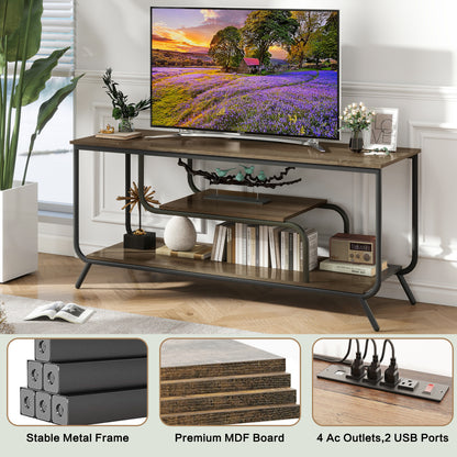 Light Gray TV Stand for 55 Inch TVs - Modern Media Console