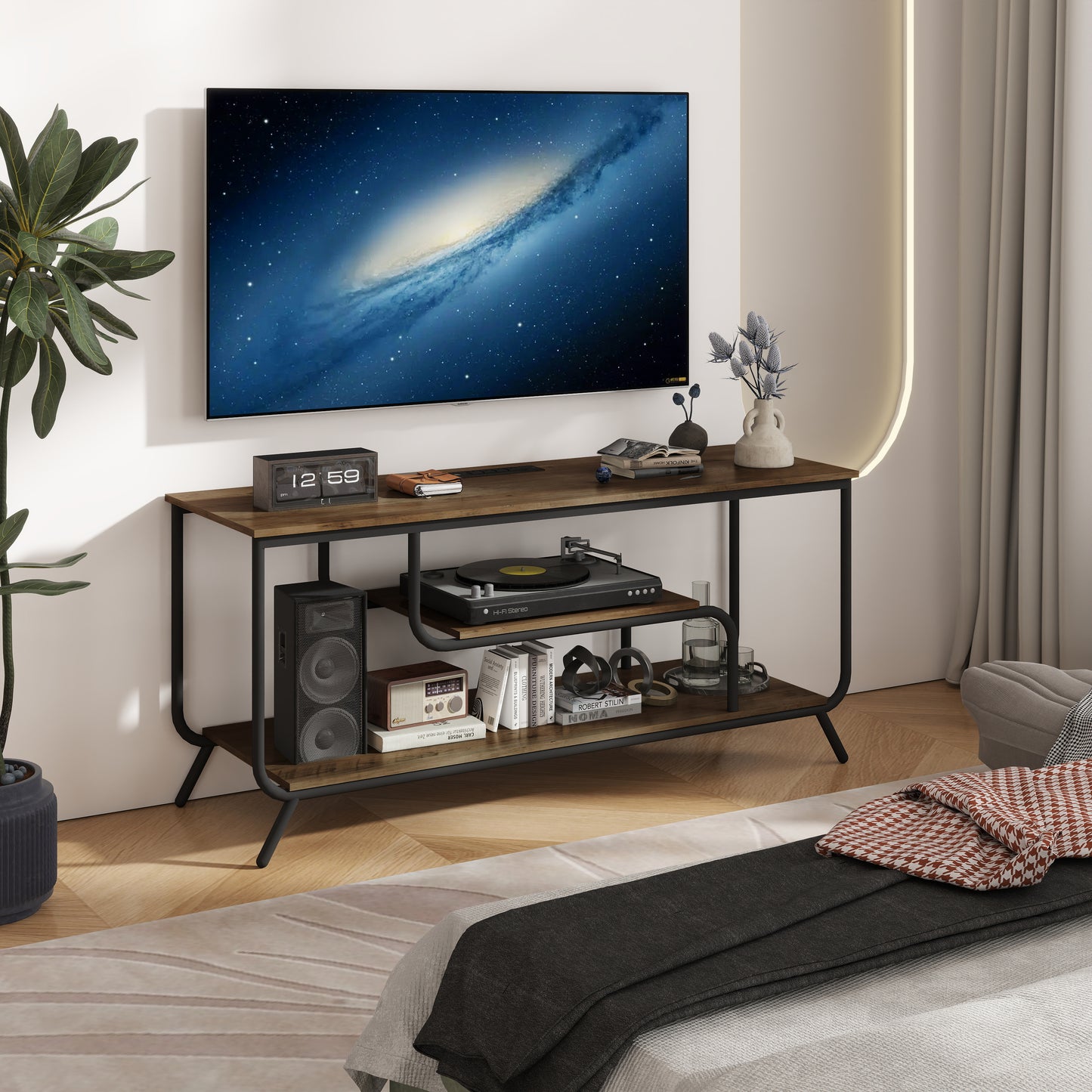 Light Gray TV Stand for 55 Inch TVs - Modern Media Console