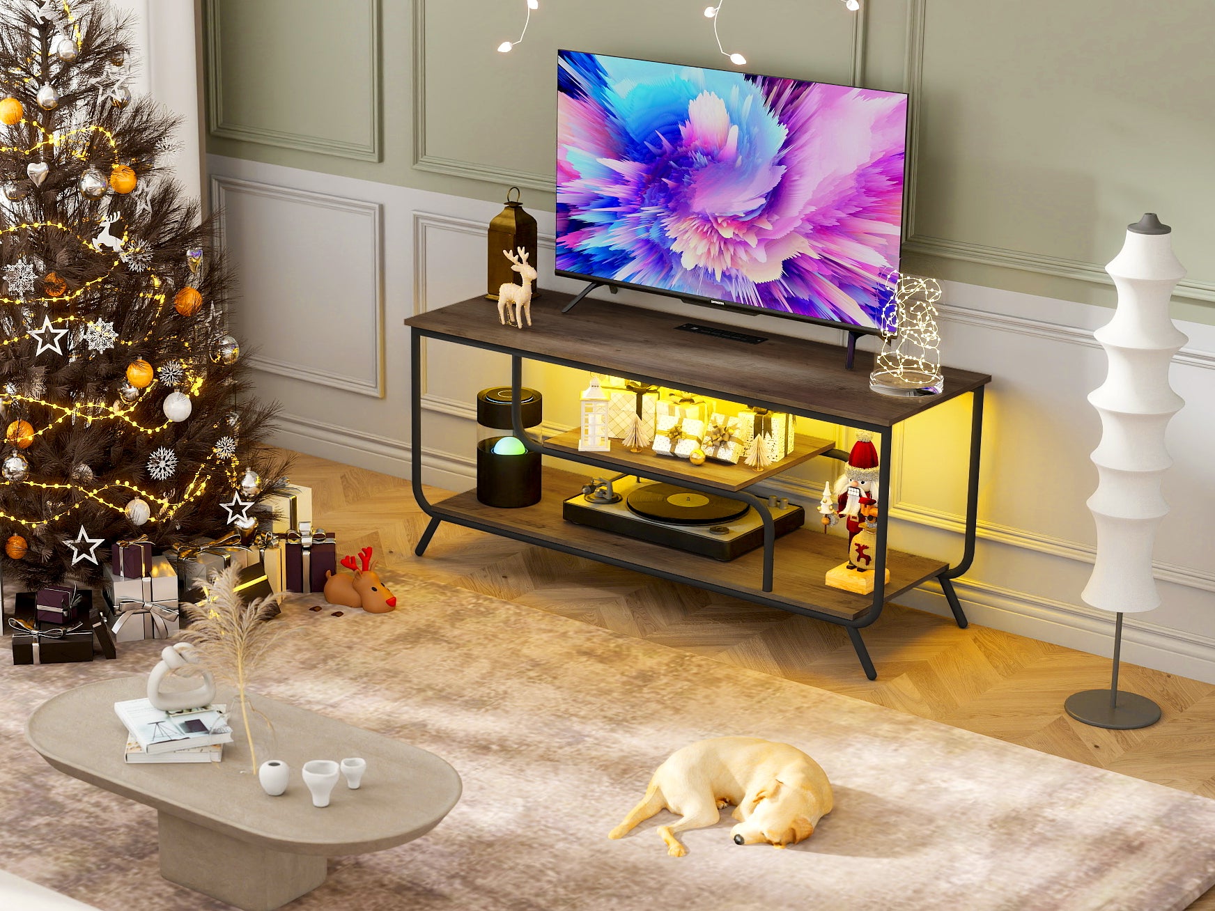 Light Gray TV Stand for 55 Inch TVs - Modern Media Console