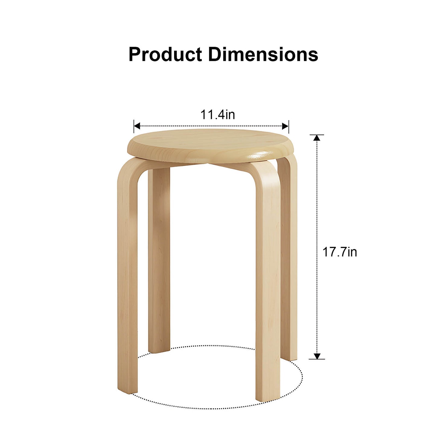 Natural MDF Stool Set of 4 for Dining Room Kitchen Seating Storage