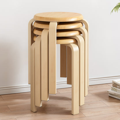 Natural MDF Stool Set of 4 for Dining Room Kitchen Seating Storage
