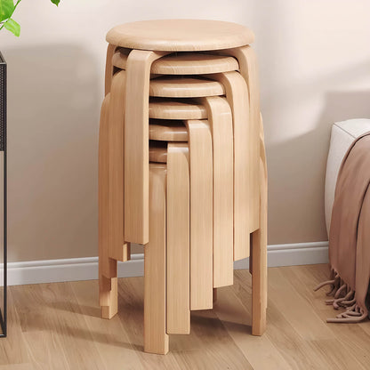 Natural MDF Stool Set of 4 for Dining Room Kitchen Seating Storage