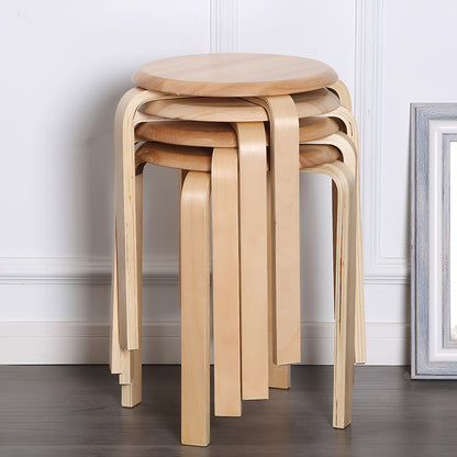 Natural MDF Stool Set of 4 for Dining Room Kitchen Seating Storage