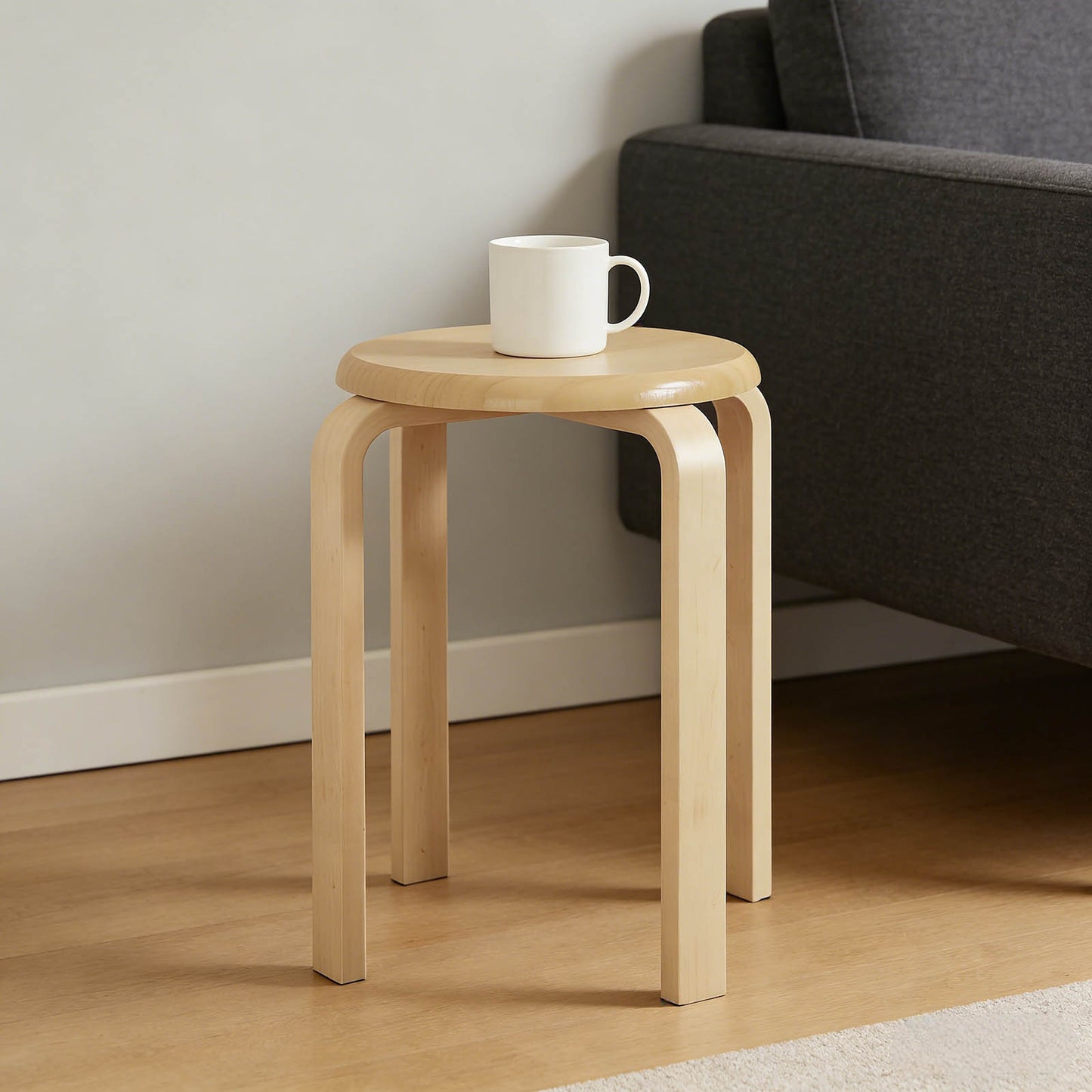 Natural MDF Stool Set of 4 for Dining Room Kitchen Seating Storage