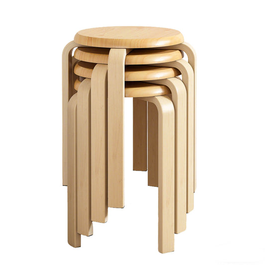 Stackable Bentwood Stool Set of 4, 18" Round Stacking Backless Nesting Stools, Anti-Slip Felt Pad,School Chairs, Suitable for classrooms, Dining Rooms, Kitchens, Natural