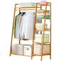 Bamboo Clothing Garment Rack, Free Standing Clothes Coat Hanger, Closet Organizer w/Shoe Rack, Multi-tiered Wardrobe Storage Shelves, Clothes Hanging Racks for Hall, Living Room, Bedroom, Entryway