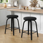 Swivel Bar Stools Set of 2, Counter Height Backless 26″ Bar Stool, Fabric Upholstered Seat, Sturdy Wood Legs and Metal Footrest, Mid-Century Modern Island Stools for Home Bars, Restaurants, All black