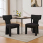 22.05" Wide Modern Upholstered Chenille Dining Chair Set of 2 with Rubberwood Legs, Armless Curved Back Accent Chairs for Living Room Bedroom Restaurant Cafes Dining Room Reception, Black/Gray