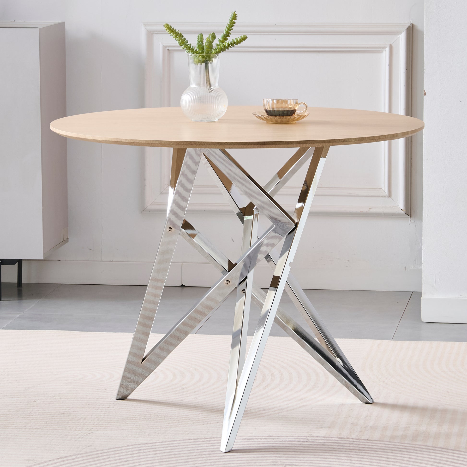 Round Dining Table - 37 Inch Kitchen Table for 4 People for Dining Room