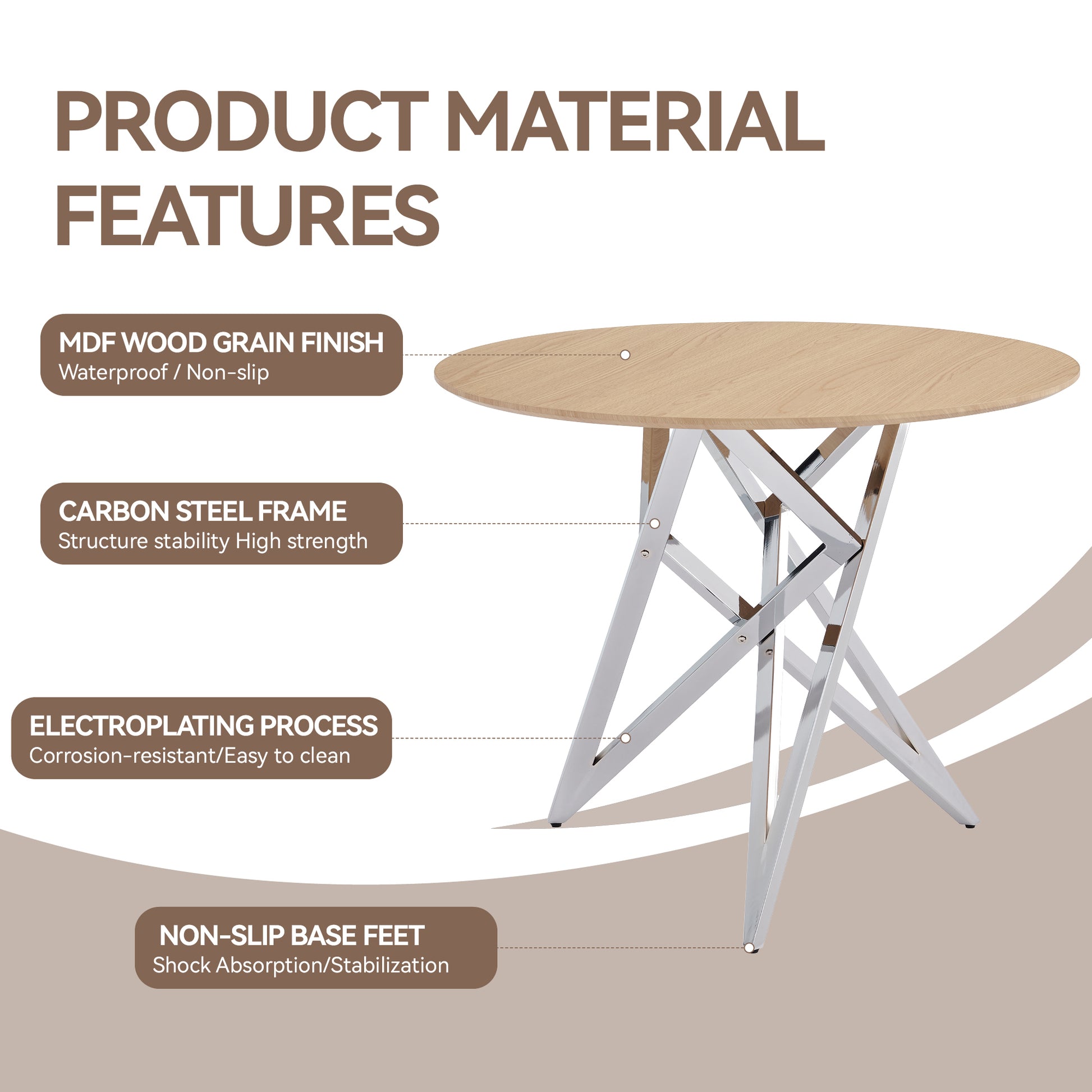 Round Dining Table - 37 Inch Kitchen Table for 4 People for Dining Room