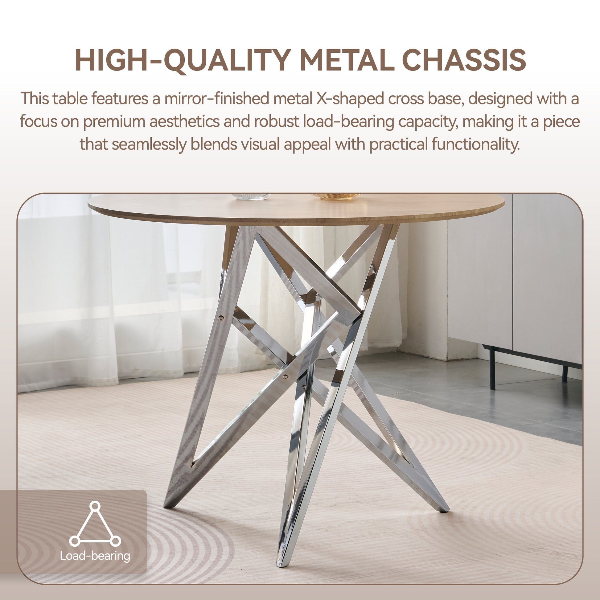 Round Dining Table - 37 Inch Kitchen Table for 4 People for Dining Room