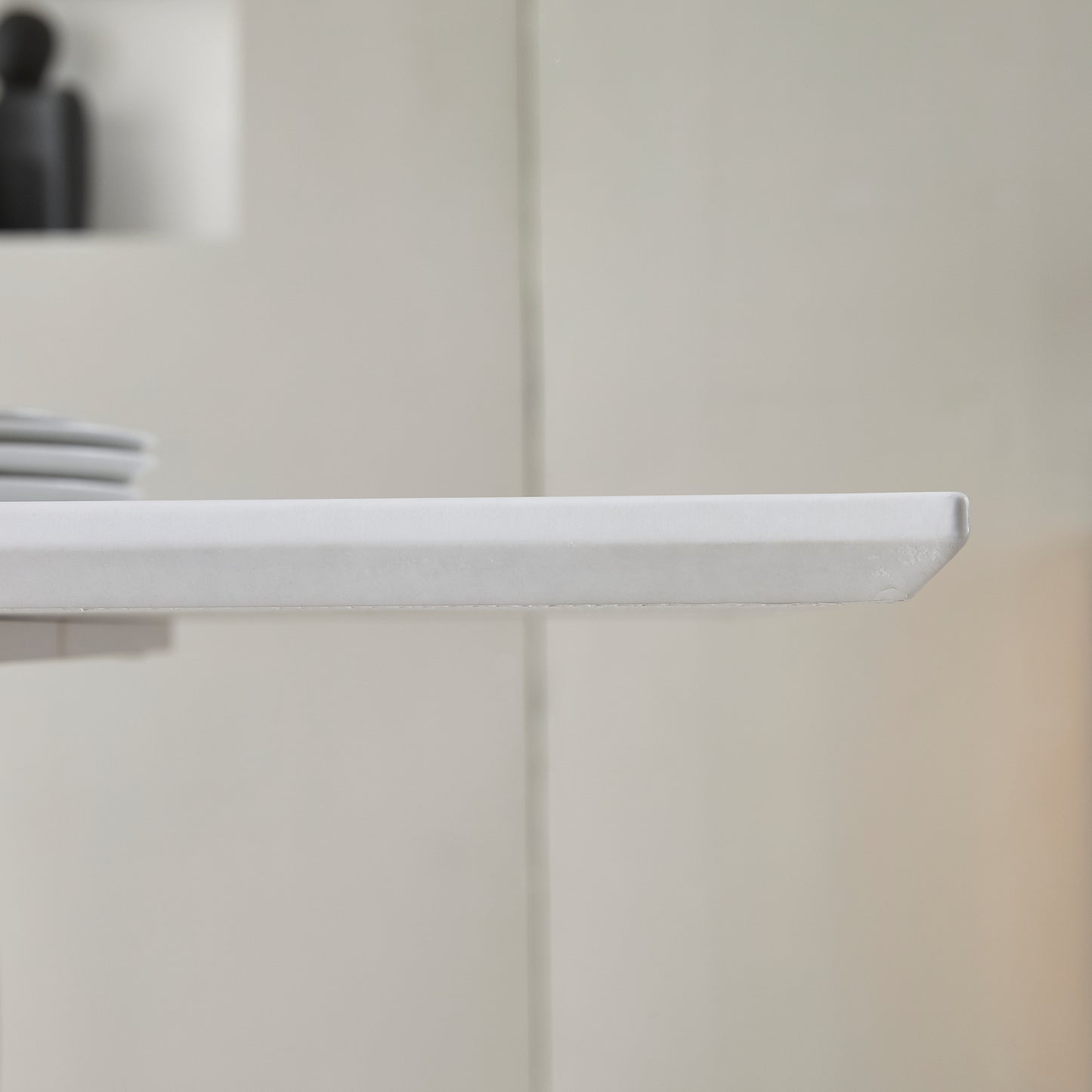 69.3" Rectangular Dining Table - Modern Silver & White MDF