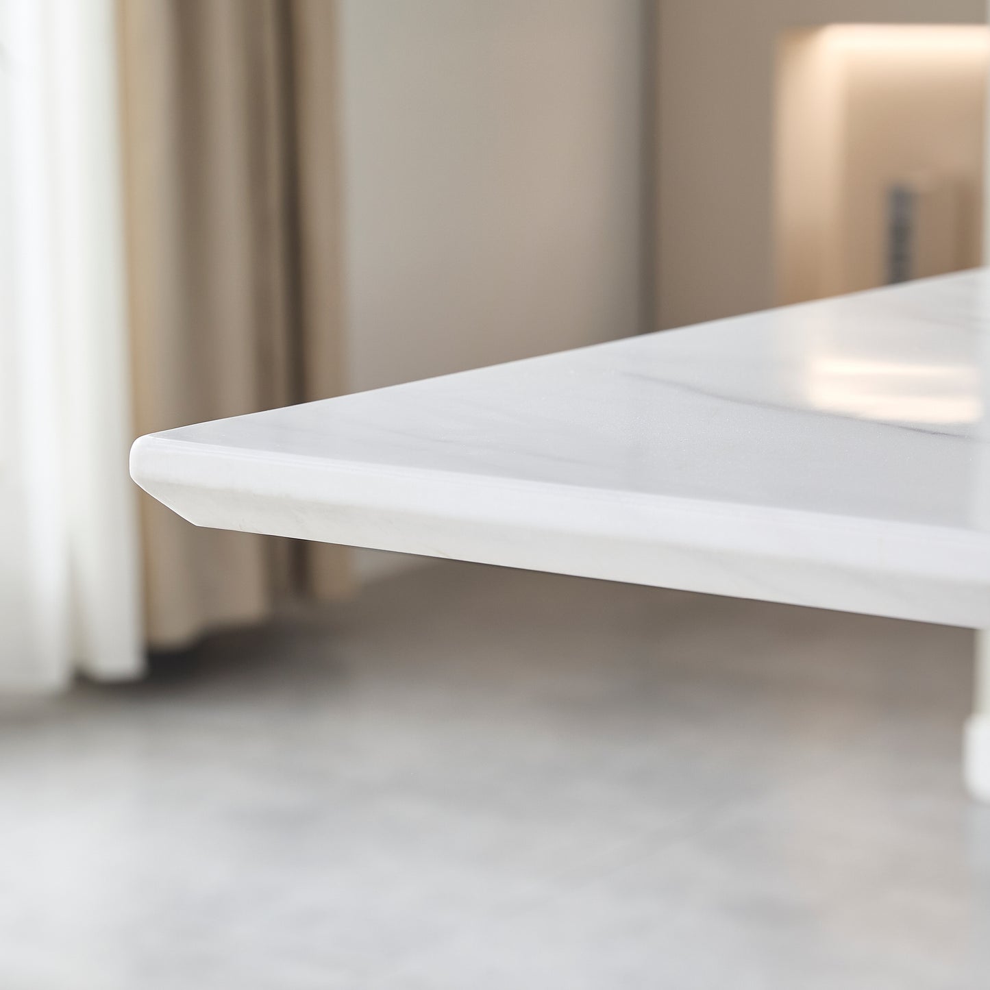 69.3" Rectangular Dining Table - Modern Silver & White MDF