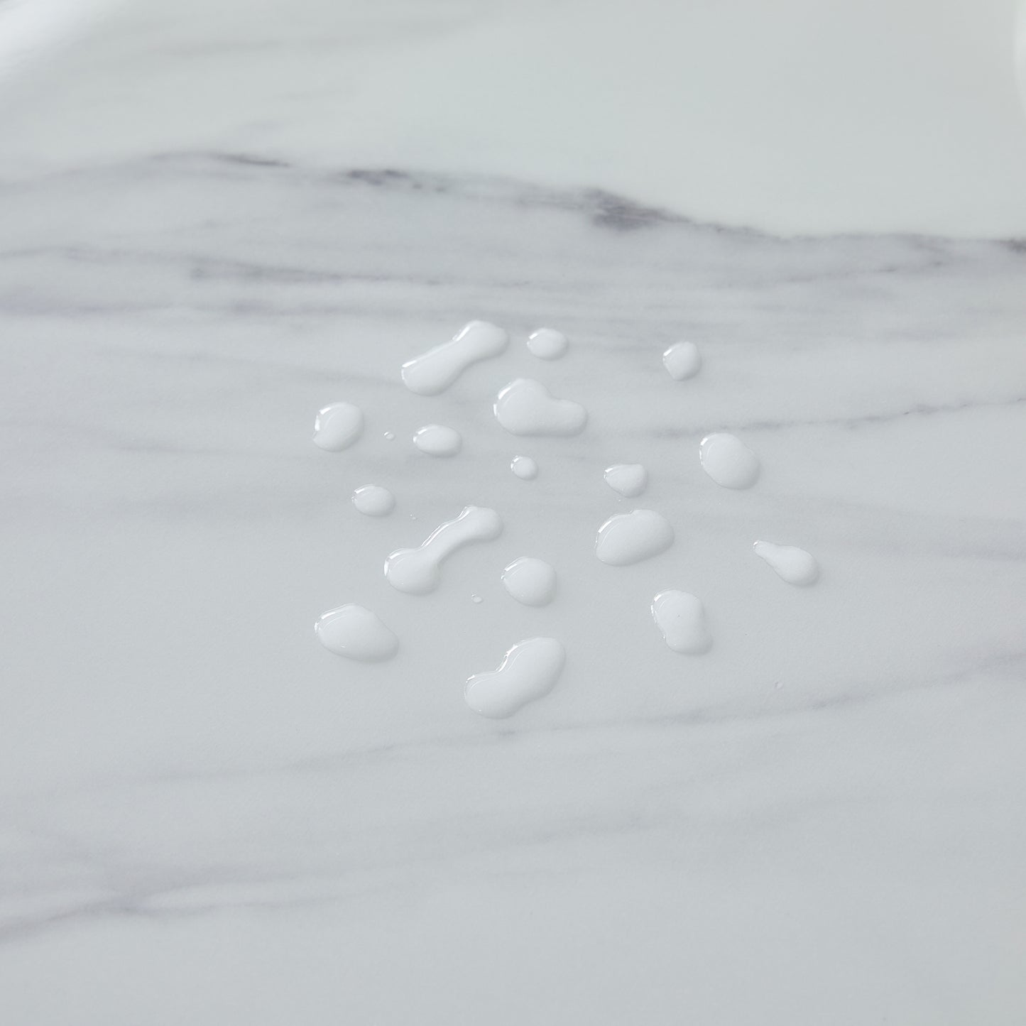 Modern Glass Dining Table with Marble Texture, Grey and White Finish