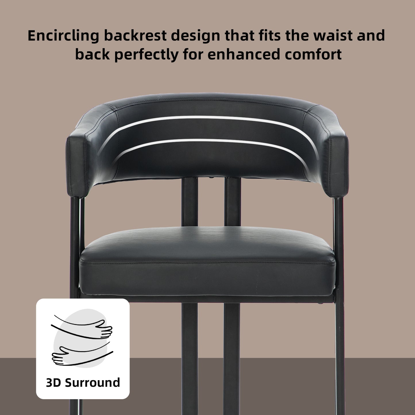 Black Barrel Dining Chair - 2 Faux Leather Arm Chairs