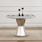 47" Round Marble Dining Table, Modern Kitchen Table with High Gloss Faux Marble Tabletop and Stainless Steel Base for Dining Room, Kitchen (Sliver,Gray)(only table)