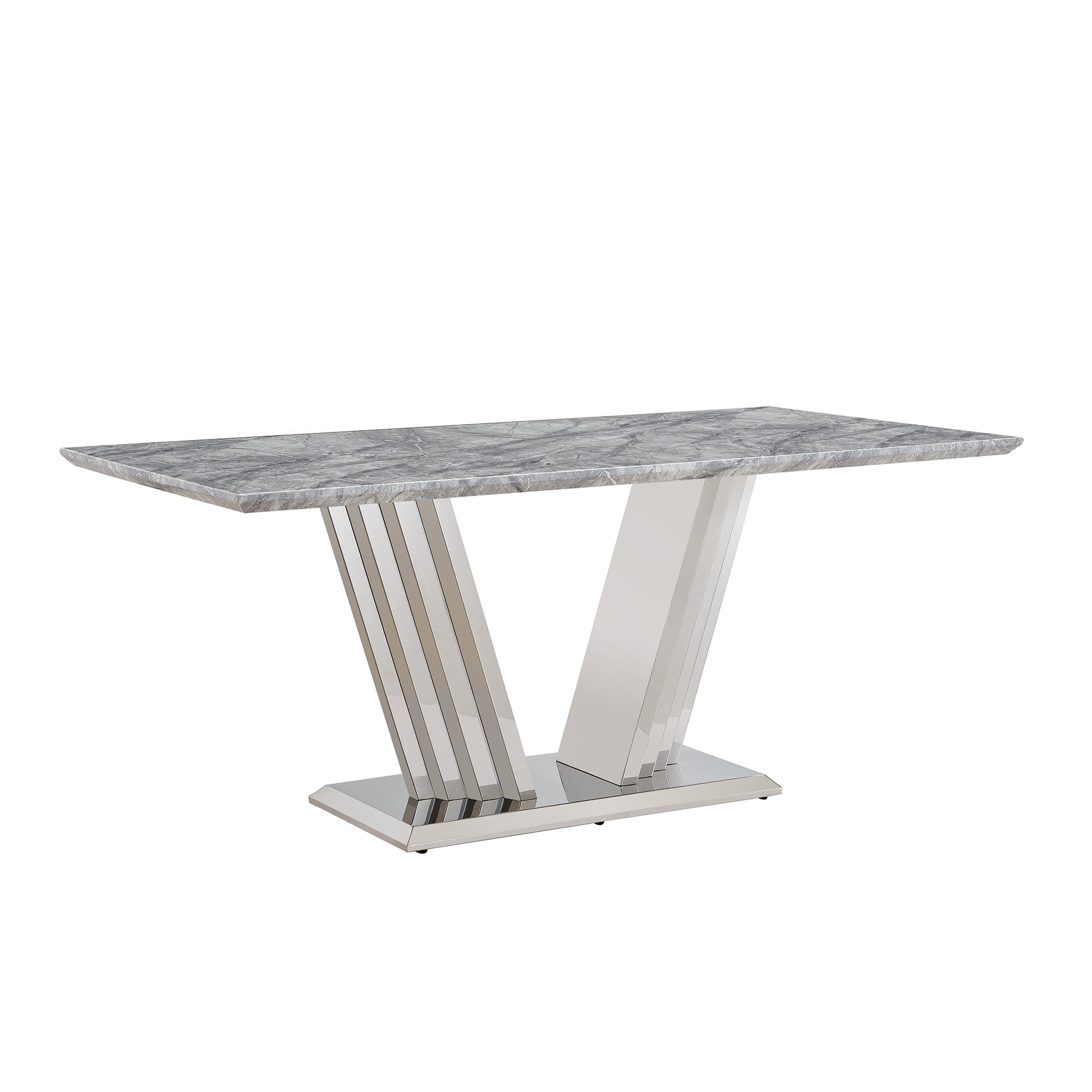 70" Grey Silver Marble Dining Table - Modern Kitchen Table