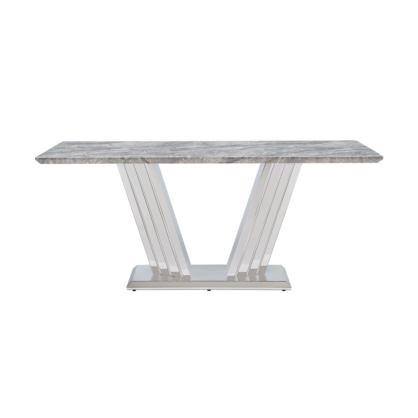 70" Grey Silver Marble Dining Table - Modern Kitchen Table