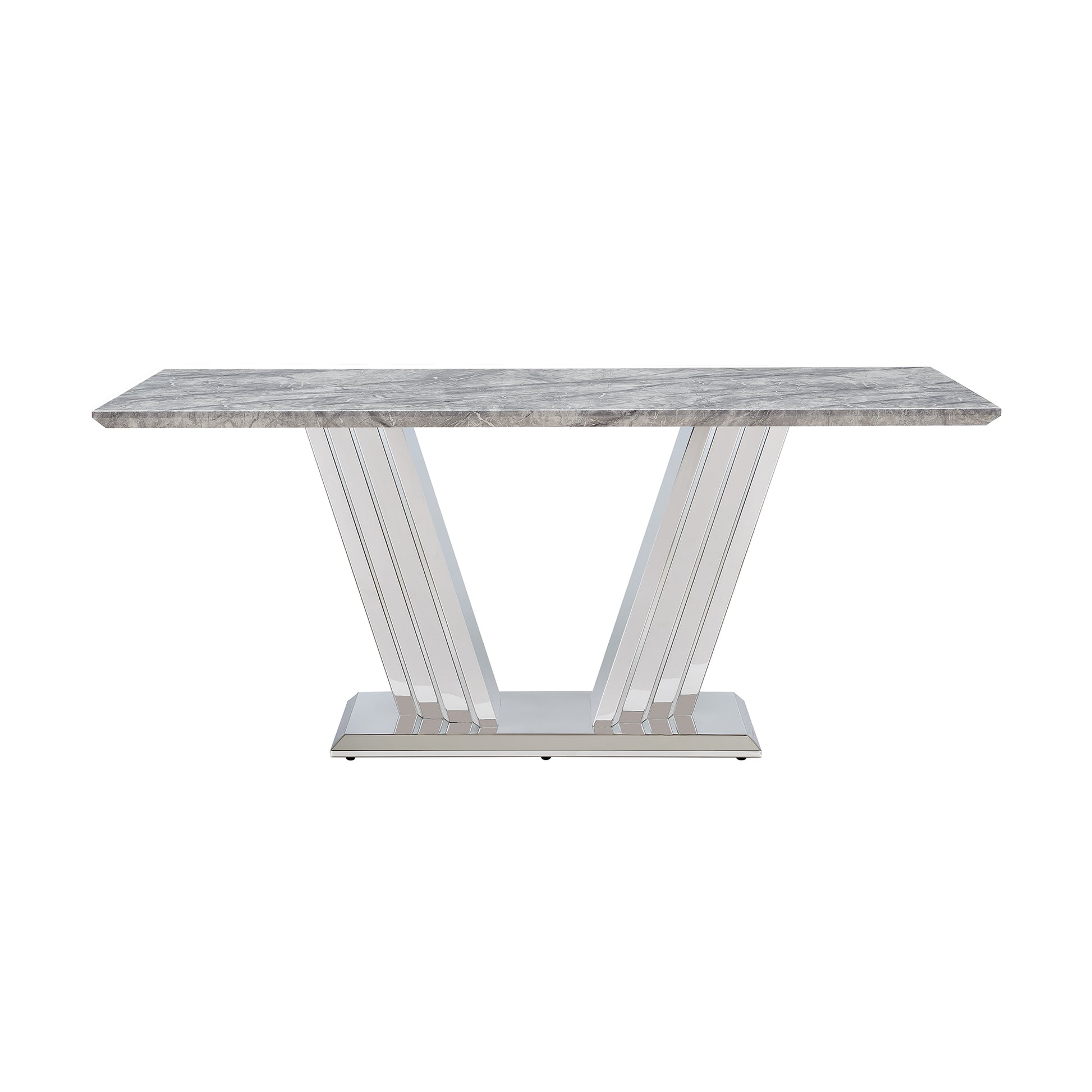 70" Grey Silver Marble Dining Table - Modern Kitchen Table