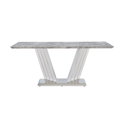 70" Grey Silver Marble Dining Table - Modern Kitchen Table