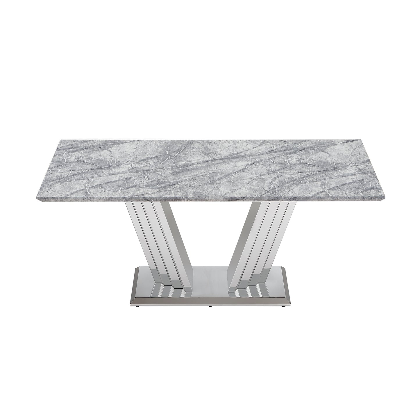 70" Grey Silver Marble Dining Table - Modern Kitchen Table