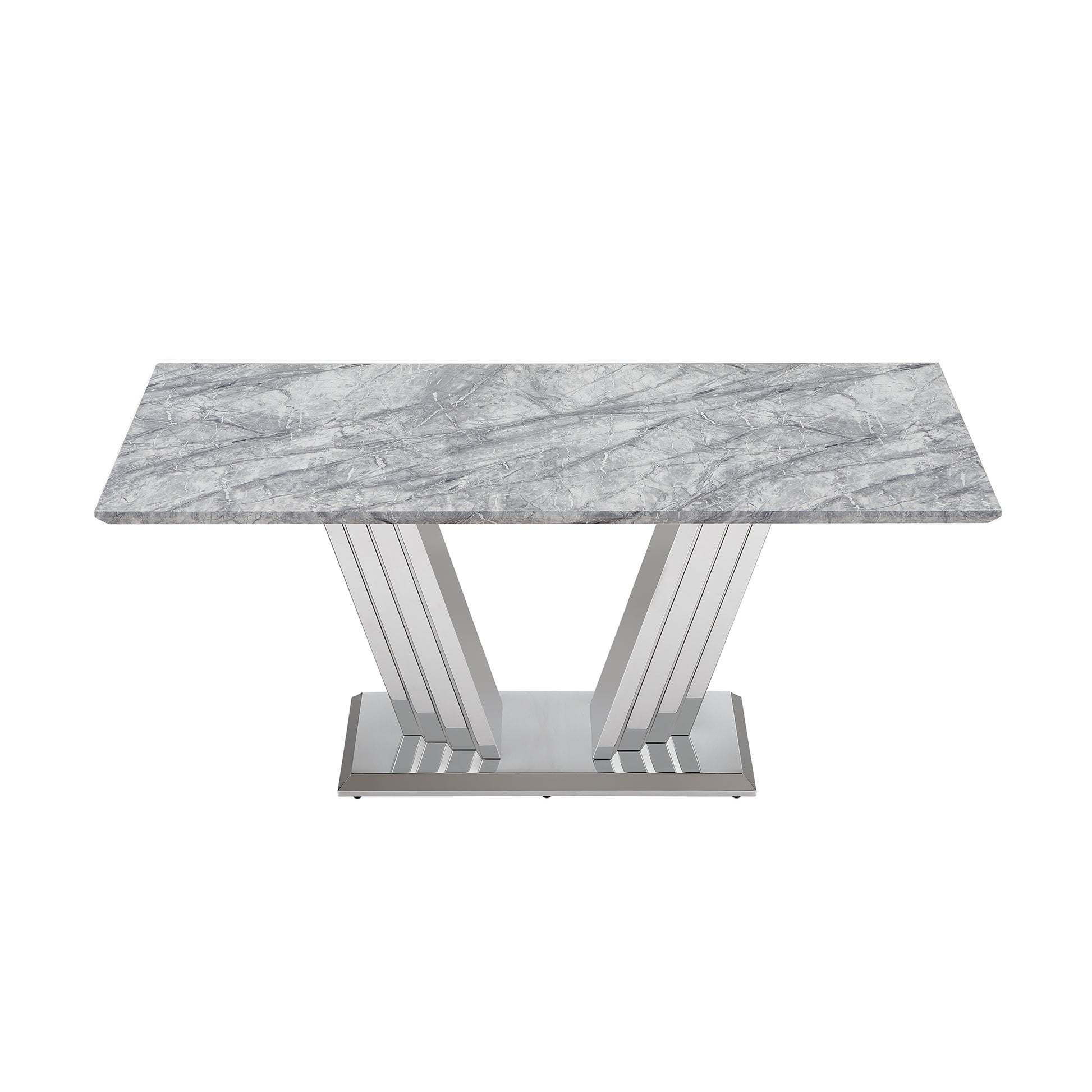 70" Grey Silver Marble Dining Table - Modern Kitchen Table