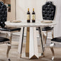 47" Round Marble Dining Table, Modern Kitchen Table with High Gloss Faux Marble Tabletop and Stainless Steel Base for Dining Room, Kitchen (Sliver,White)(only table)