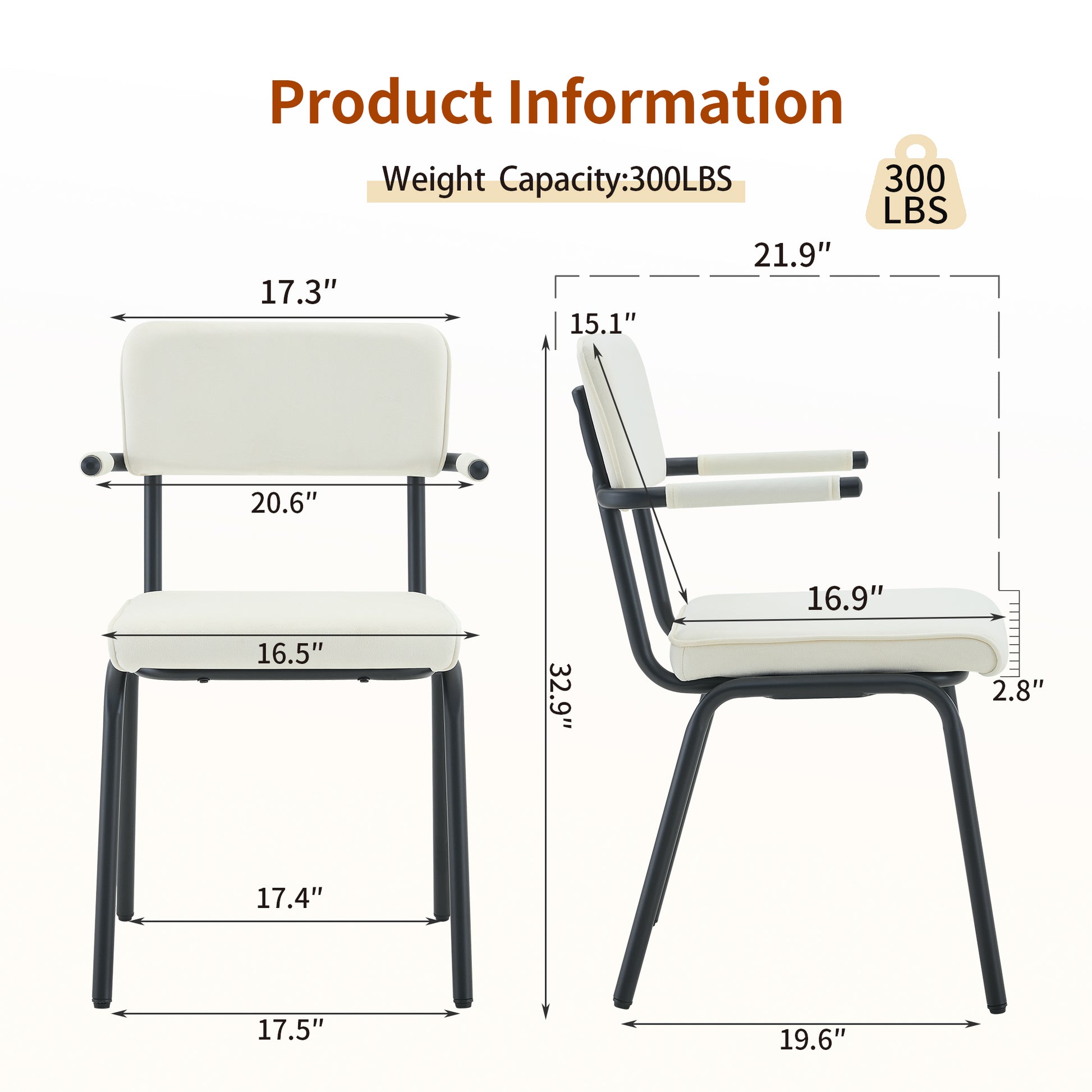 Modern White Dining Chairs Set of 2 - Huggable Design