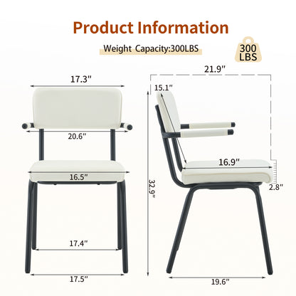 Modern White Dining Chairs Set of 2 - Huggable Design