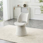 Modern Chenille Accent Chair with Hollow Back Design, Upholstered Dining & Vanity Chair, Stable Metal Base, Stylish Seating for Dining Room or Bedroom (Off-White, Set of 1)