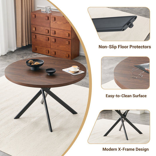 Dark Walnut MDF Dining Table with Radial Legs for Modern Dining Room