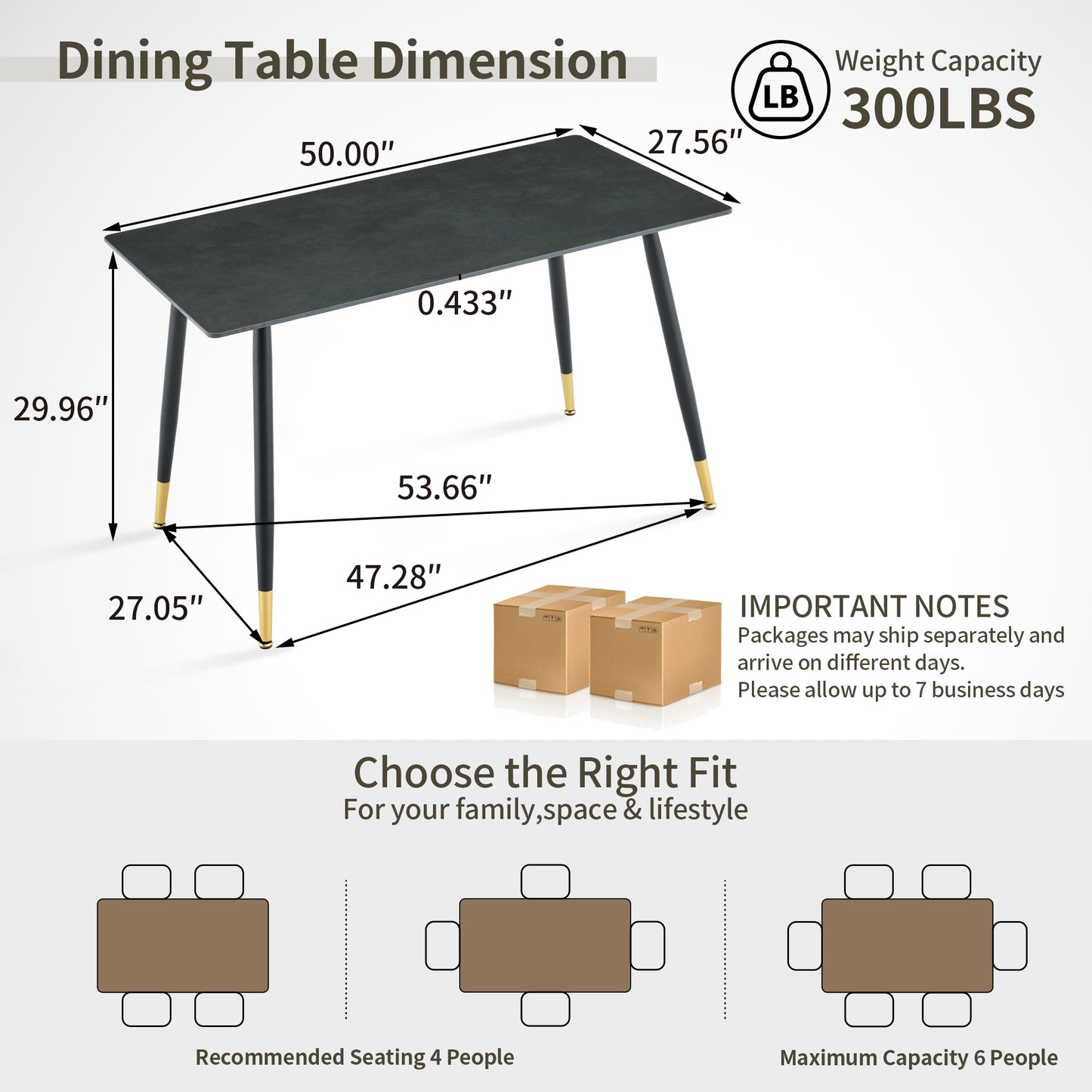 Modern Dark Gray Dining Table - Seats 4, Sintered Stone