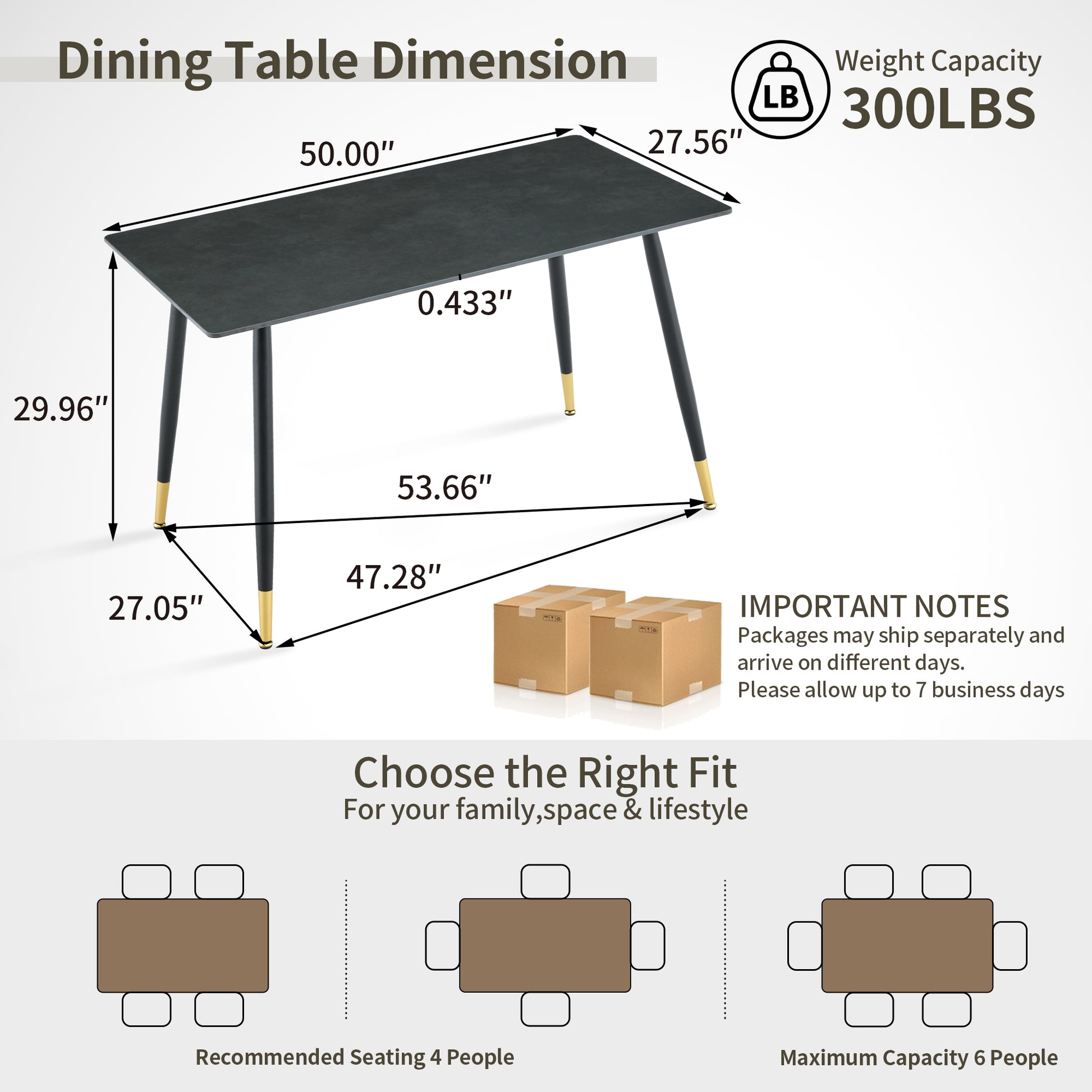 Modern Dark Gray Dining Table - Seats 4, Sintered Stone