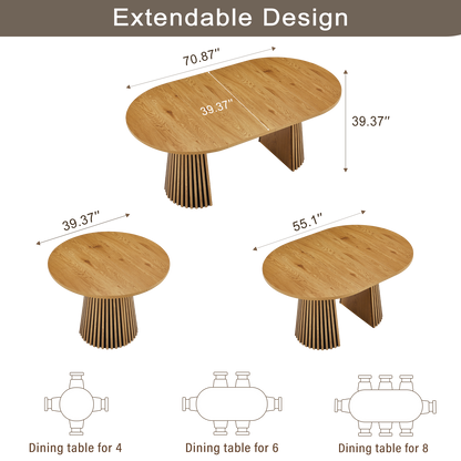6-Person Natural Wood Oval Dining Table for Dining Room