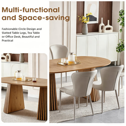 6-Person Natural Wood Oval Dining Table for Dining Room