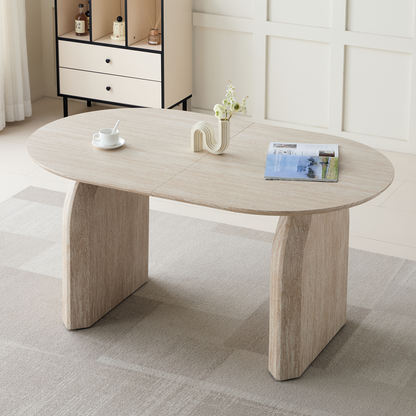 8-Person Oval Dining Table - Off White MDF for Dining Room