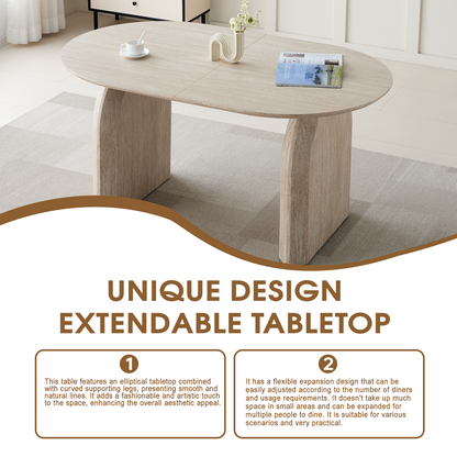 8-Person Oval Dining Table - Off White MDF for Dining Room