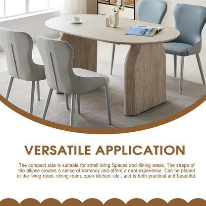 8-Person Oval Dining Table - Off White MDF for Dining Room
