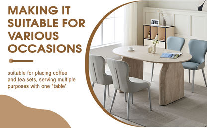 8-Person Oval Dining Table - Off White MDF for Dining Room