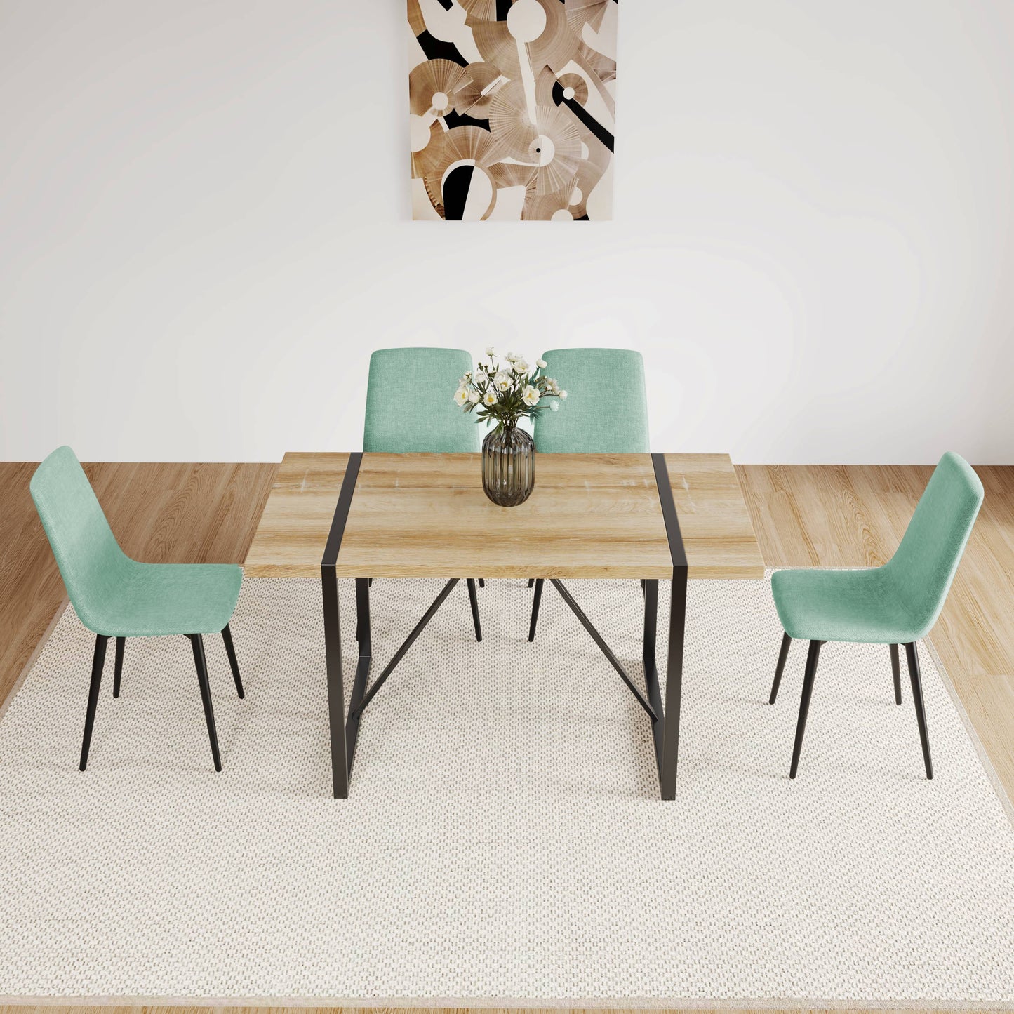 Light Green Linen Dining Chair Set of 4