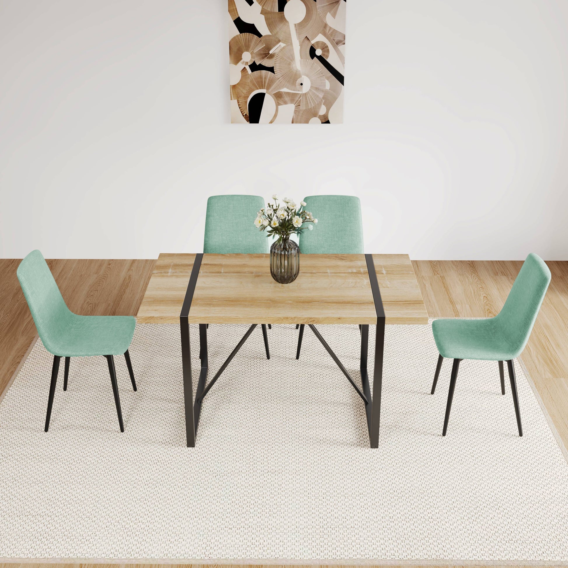 Light Green Linen Dining Chair Set of 4